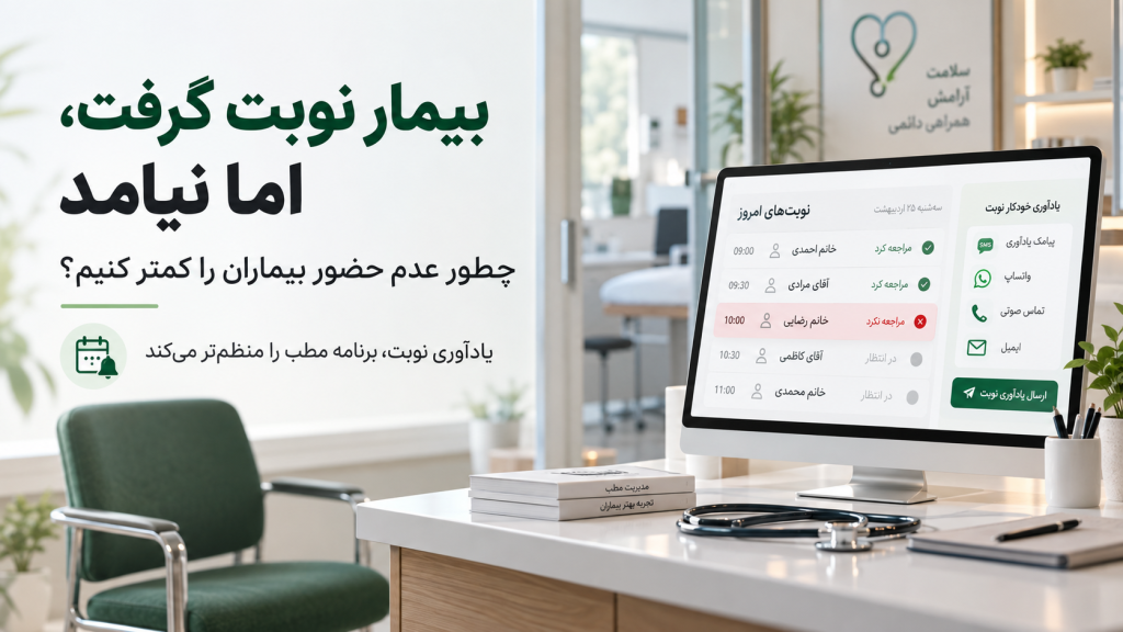 کاهش عدم حضور بیمار در مطب | یادآوری نوبت با پذیرشکده