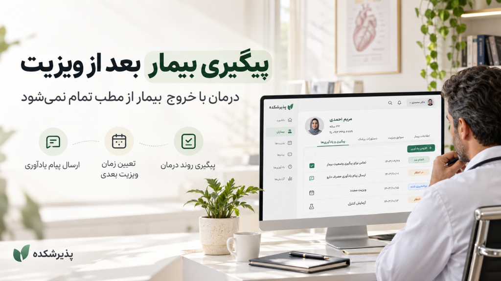 پیگیری بیمار بعد از ویزیت | فالوآپ هوشمند بیماران در پذیرشکده